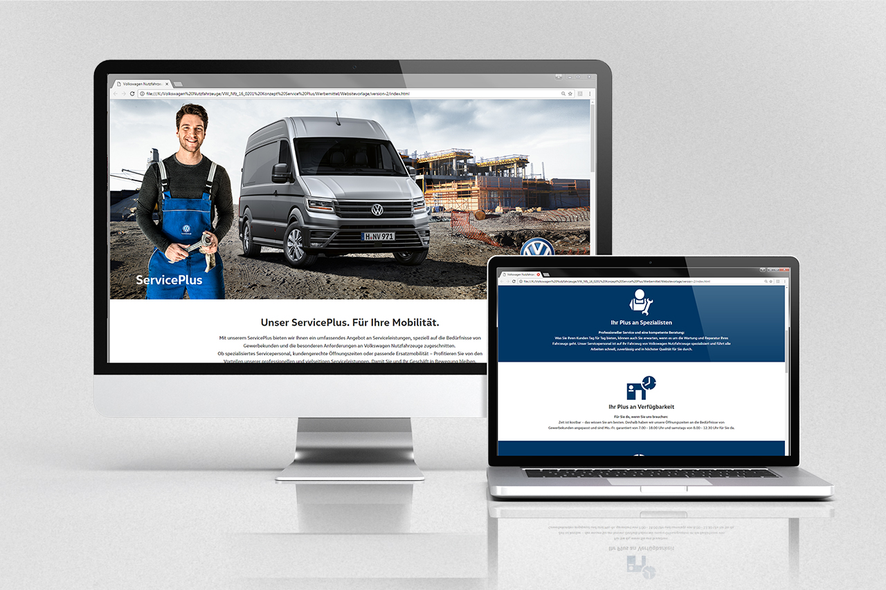 intonic werbeagentur vw nfz kampagne serviceplus web-template